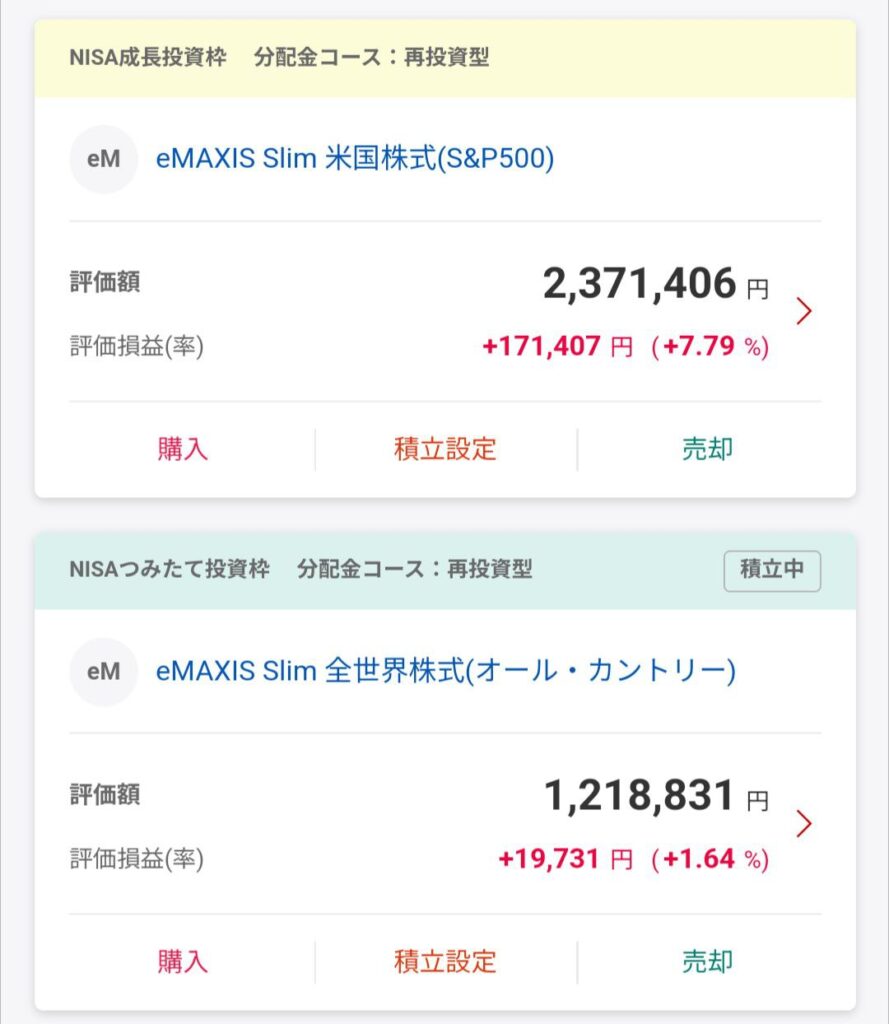私の新NISA損益評価